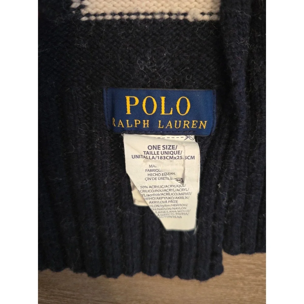 Polo Ralph Lauren Ski 67 Knit Scarf Red White Navy Blue Colorblock‎ Swiss Cross